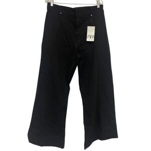Zara Womens Pants EU 46 US 14 jeans Black High Rise Relaxed Leg 8307/256 NWT